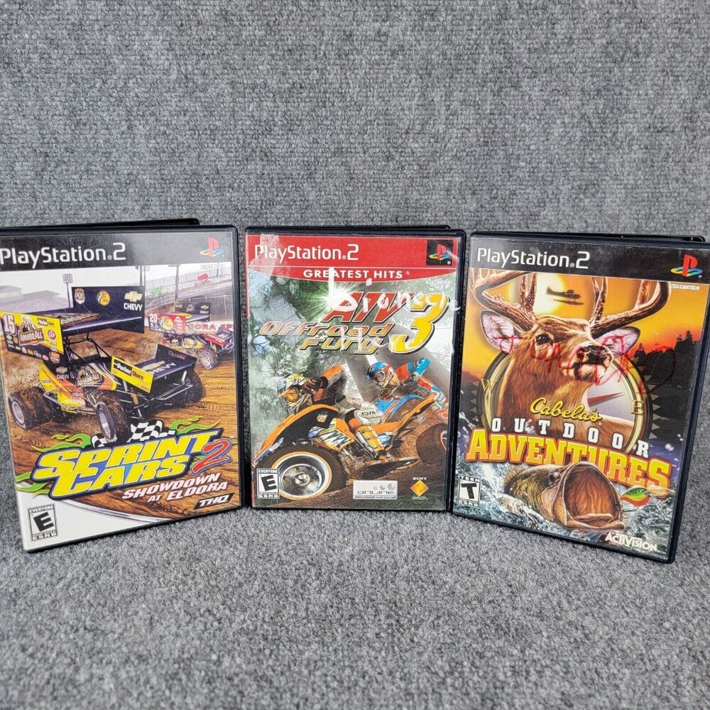 Playstation‎ 2 PS2 Video Games Bundle Lot of 3 Sprint Cars ATV Cabelas